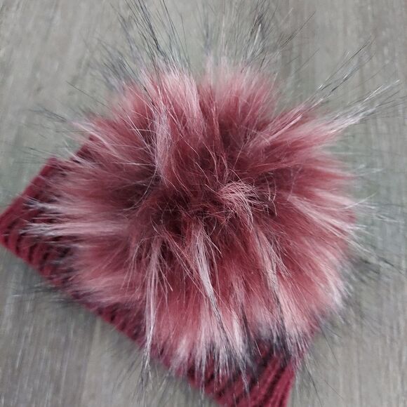 Burgundy Knit Pom Pom Beanie - Picture 4 of 4